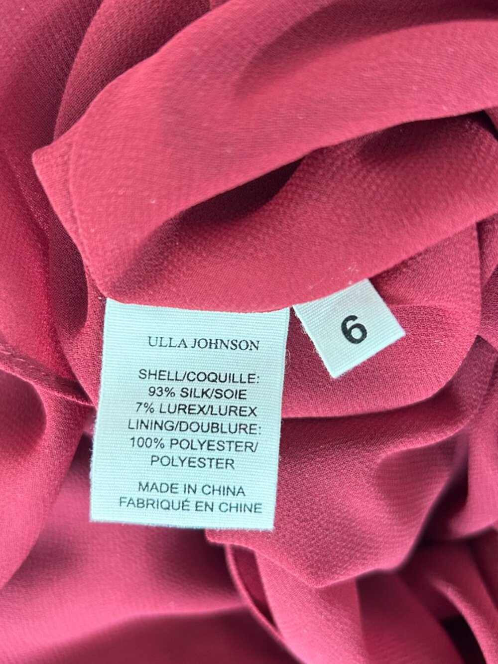 Ulla Johnson Alessandra Silk Lurex Floral Tiered Midi Dress Long Sleeves Size 6 - Picture 7 of 9